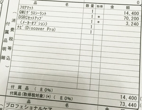 フォルクスワーゲン・パサートヴァリアント　TSI Comfortline（コンフォートライン）　見積書　オプション明細