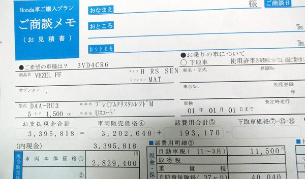 ホンダ ヴェゼルハイブリッドrs試乗 見積もり値引きついて 6 7 スター カーズ