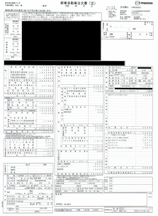 アクセラスポーツ　15S　注文書